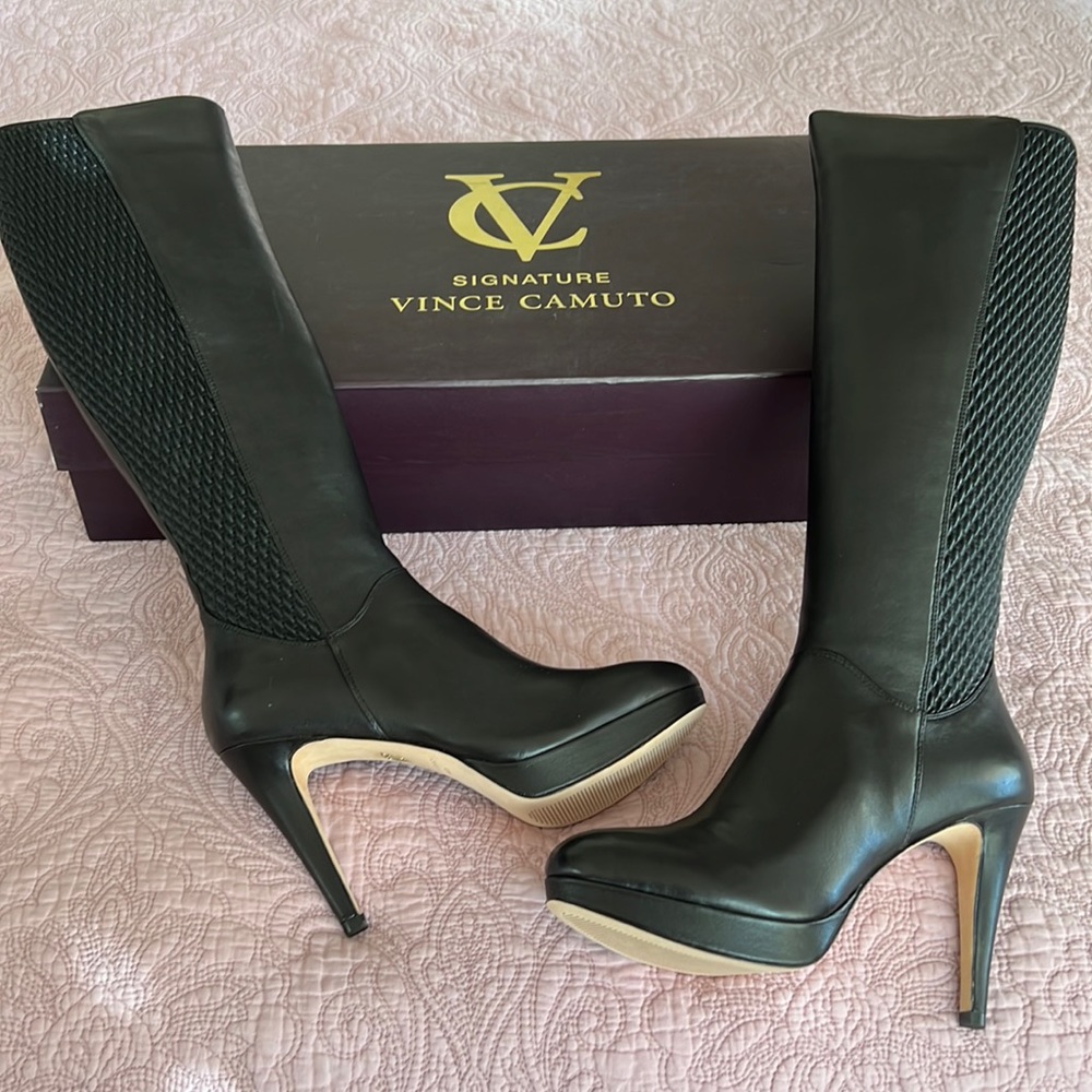 NEW! Vince Camuto Signature Black ELIANA Leather Boots